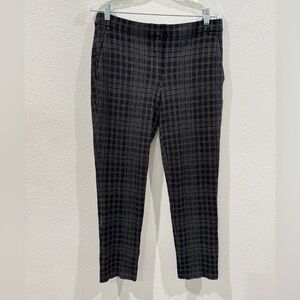 Theory Testra 2B Plaid Black White Structured Knit Cropped Trouser Pants Size 6